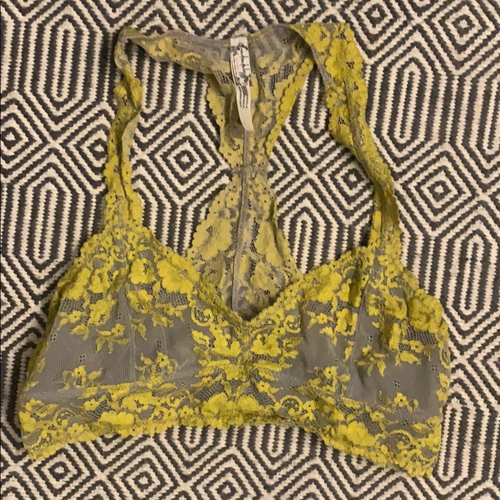Chartreuse & gray Free People racer back bralette